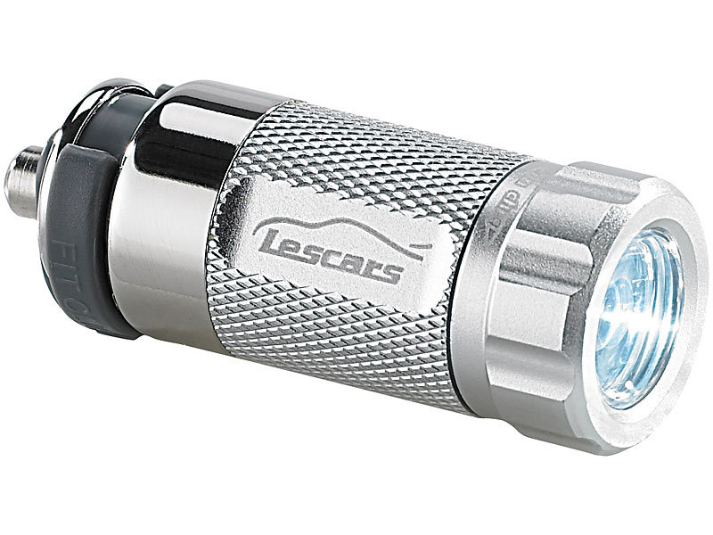 LED Taschenlampe Auto PKW 12V aufladbar am Zigarettenanzünder Aluminium-Lampe 