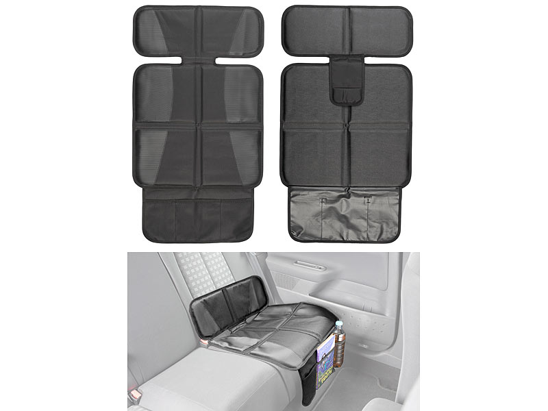 3 Netztaschen Isofix-geeignet Lescars Kindersitz-Unterlage "Basic" fürs Auto 