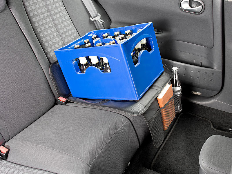 Isofix-geeignet 3 Netztaschen Lescars Kindersitz-Unterlage "Basic" fürs Auto 