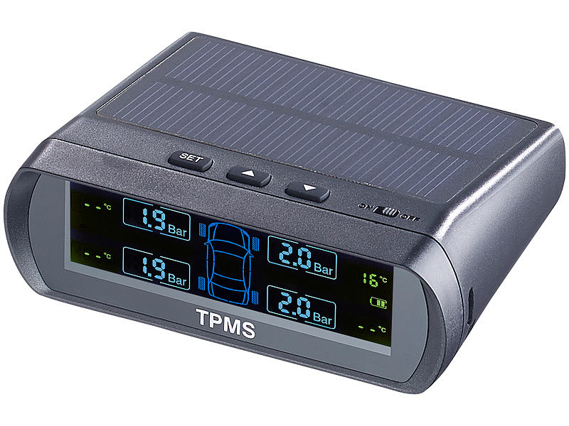 RDKS Reifendruck kontrollsystem TMPS 4 Externe Sensoren Solar Power LCD TPMS02 