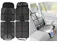 Lescars Premium-Kindersitz-Unterlage mit 2 Netztaschen, Isofix-geeignet; Kfz-Rücksitz-Organizer, KFZ-Lenkrad- & Rücksitz-Tische 