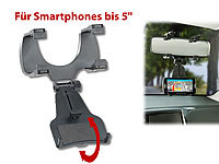 Lescars Universal-Kfz-Rückspiegelhalterung für Smartphones bis 12,7 cm (5"); Smartphone-Kfz-Halter für CD-Laufwerke Smartphone-Kfz-Halter für CD-Laufwerke Smartphone-Kfz-Halter für CD-Laufwerke 