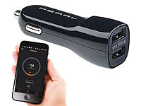 Lescars Kfz-USB-Ladegerät mit Standortmarker, Bluetooth, 12/24V, 2x USB, 2,1 A; USB-Standortmarker mit Bluetooth 