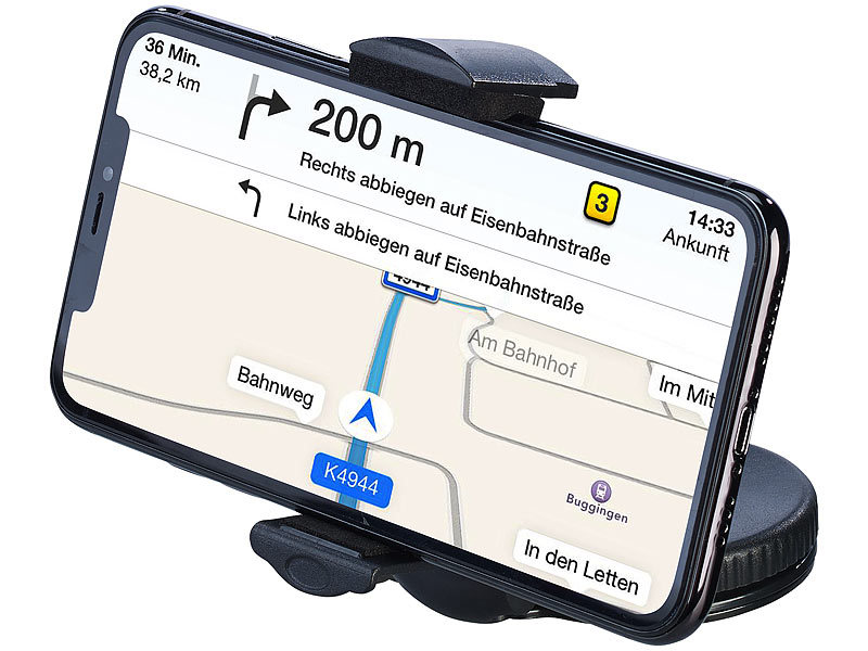 NavGear Navi-Halterung fürs Auto: Schwanenhals-Navi-Halterung für den Auto- Rückspiegel (Navigation-Halterungen Auto)