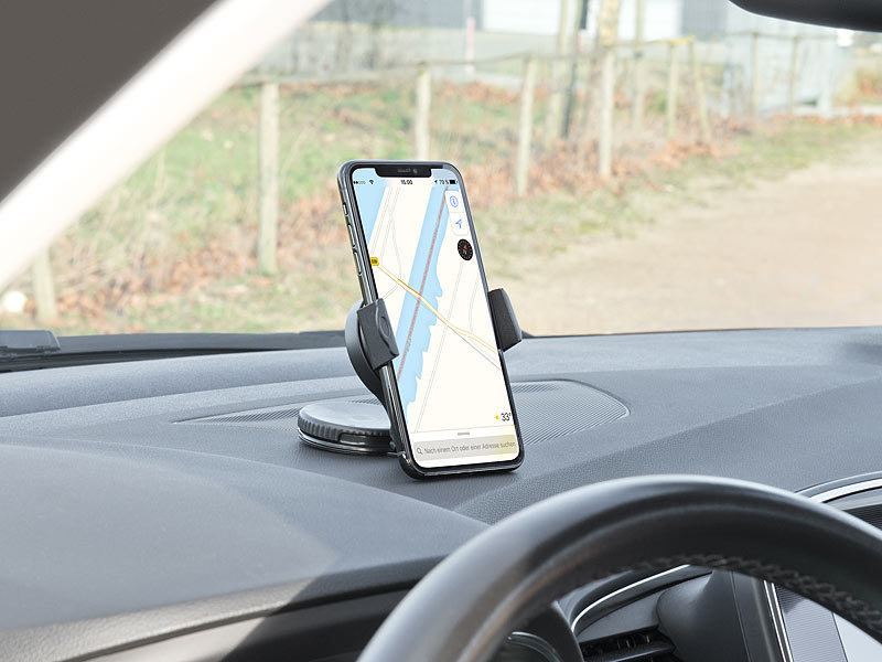 NavGear Navi-Halterung fürs Auto: Schwanenhals-Navi-Halterung für den Auto- Rückspiegel (Navigation-Halterungen Auto)