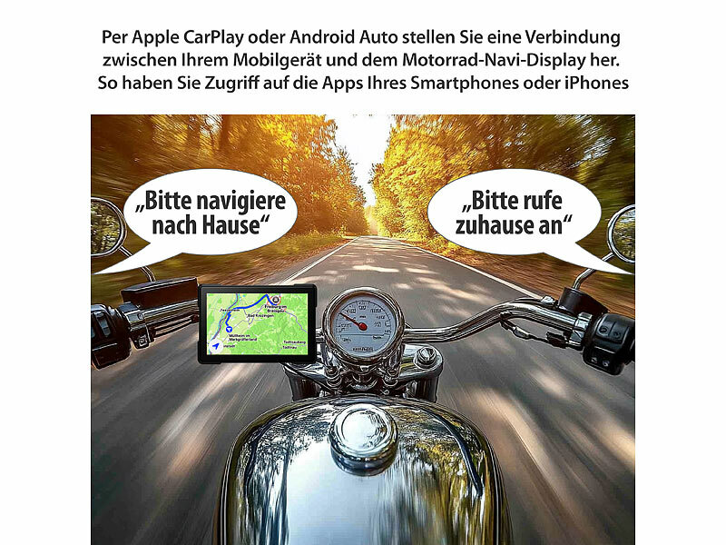 ; Motorrad-Display, CarPlay und Android Auto, wasserdicht Motorrad-Display, CarPlay und Android Auto, wasserdicht Motorrad-Display, CarPlay und Android Auto, wasserdicht 