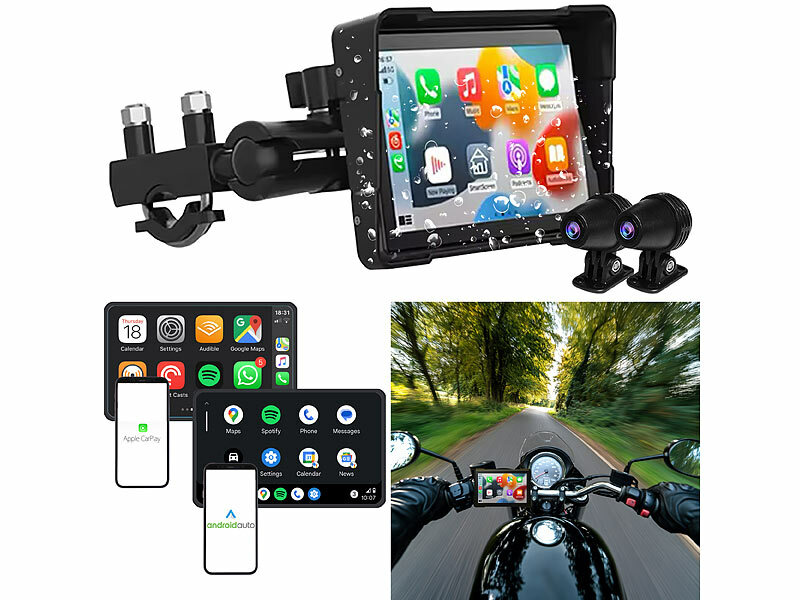 ; Motorrad-Display, CarPlay und Android Auto, wasserdicht Motorrad-Display, CarPlay und Android Auto, wasserdicht Motorrad-Display, CarPlay und Android Auto, wasserdicht 