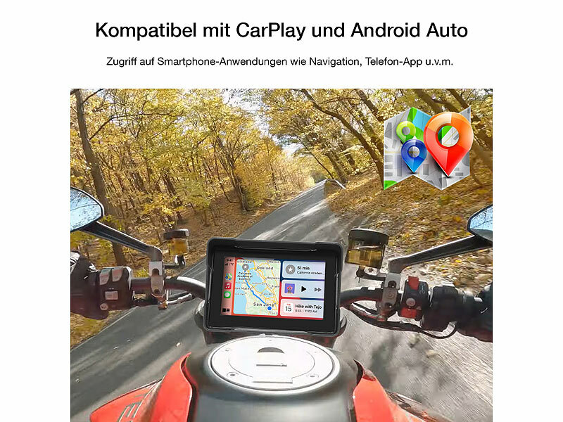 ; Motorrad-Display, CarPlay und Android Auto, wasserdicht Motorrad-Display, CarPlay und Android Auto, wasserdicht Motorrad-Display, CarPlay und Android Auto, wasserdicht 