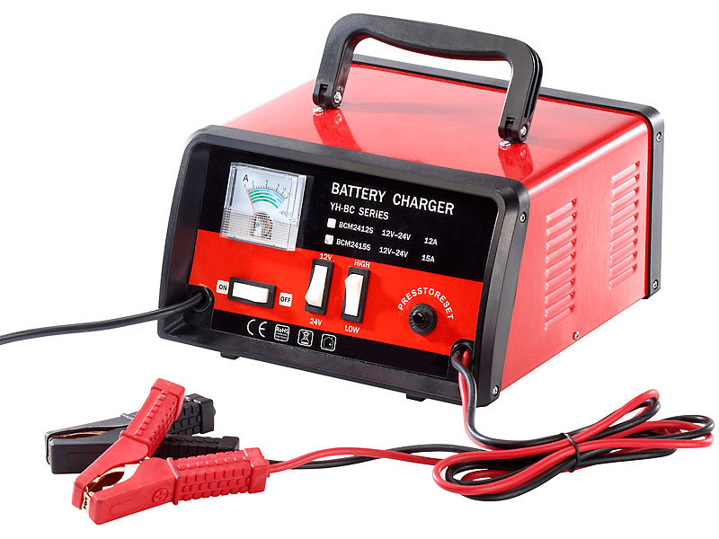 Lescars Profi-Batterieladegerät für 12 / 24 Volt, max. 15 A