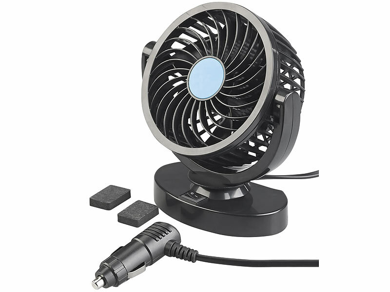 Lescars Kfz-Ventilator für 12-V-Anschluss, 2 Geschwindigkeits-Stufen, 3 Watt