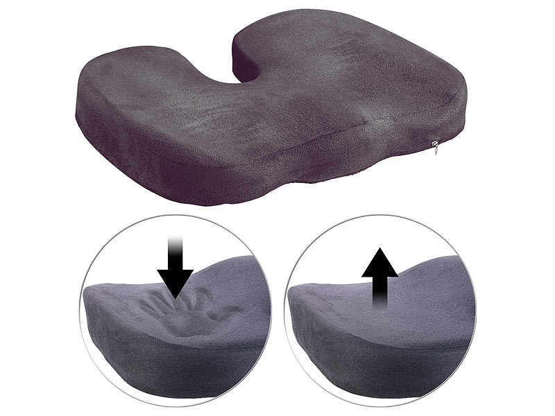 2er-Set Memory-Foam-Sitzkissen mit Gel-Schicht und Anti-Rutsch-Bezug