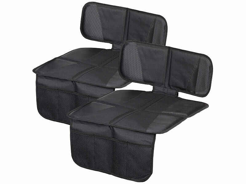 Lescars 2er-Set Kindersitz-Unterlage Basic, 3 Netztaschen