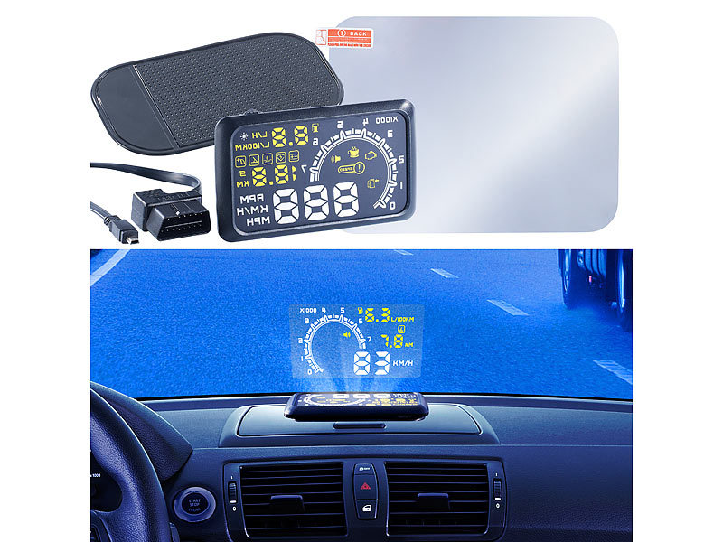 Lescars Head-up-Display HUD-55C für OBD2-Anschluss