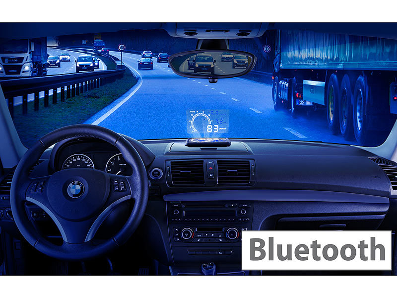 Lescars Head-up-Display mit Bluetooth HUD-55C.bt für OBD2-Anschluss