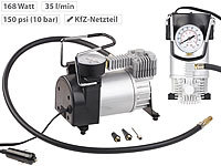 Lescars Mini-Luft-Kompressor mit Manometer, 12 V, 100 psi, 168 Watt, 3 Adapter; Auto-Luftbetten Auto-Luftbetten Auto-Luftbetten 