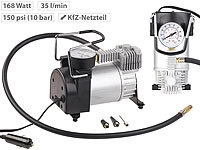 Lescars Mini-Luft-Kompressor mit Manometer, 12 V, 100 psi, 168 Watt, 3 Adapter