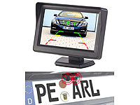 Lescars Rückfahrhilfe mit Abstandswarner, Kamera & 10,9-cm-LCD-Monitor (4,3"); Solar-Rückfahrkameras mit Monitor, Auto-Luftbetten 