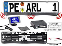 Lescars Funk-Ultraschall-Einparkhilfe in Kennzeichen-Halter, mit LCD-Display