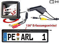 Lescars Funk-Rückfahrkamera PA-500N, LCD-Farbmonitor 3,5"/8,9cm