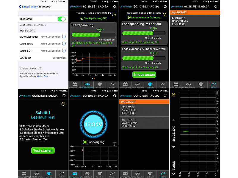 Kfz Batteriewächter Batterie Tester mit Bluetooth Smartphone App