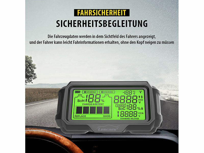 Lescars Kfz-Batterie-Wächter mit Solar-Funk-Monitor, Alarm, für 12