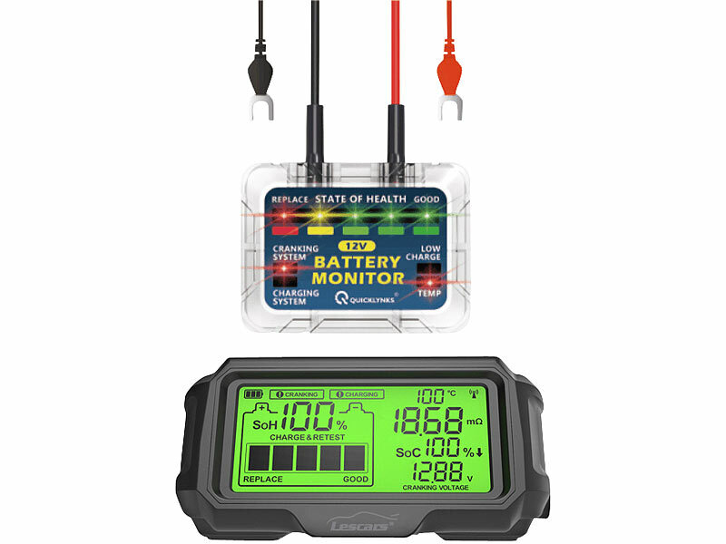 Lescars Kfz-Batterie-Wächter mit Solar-Funk-Monitor, Alarm, für  12-V-Batterien